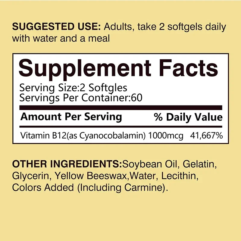 Vitamin B12 1000 Mcg, 120 Soft Gels